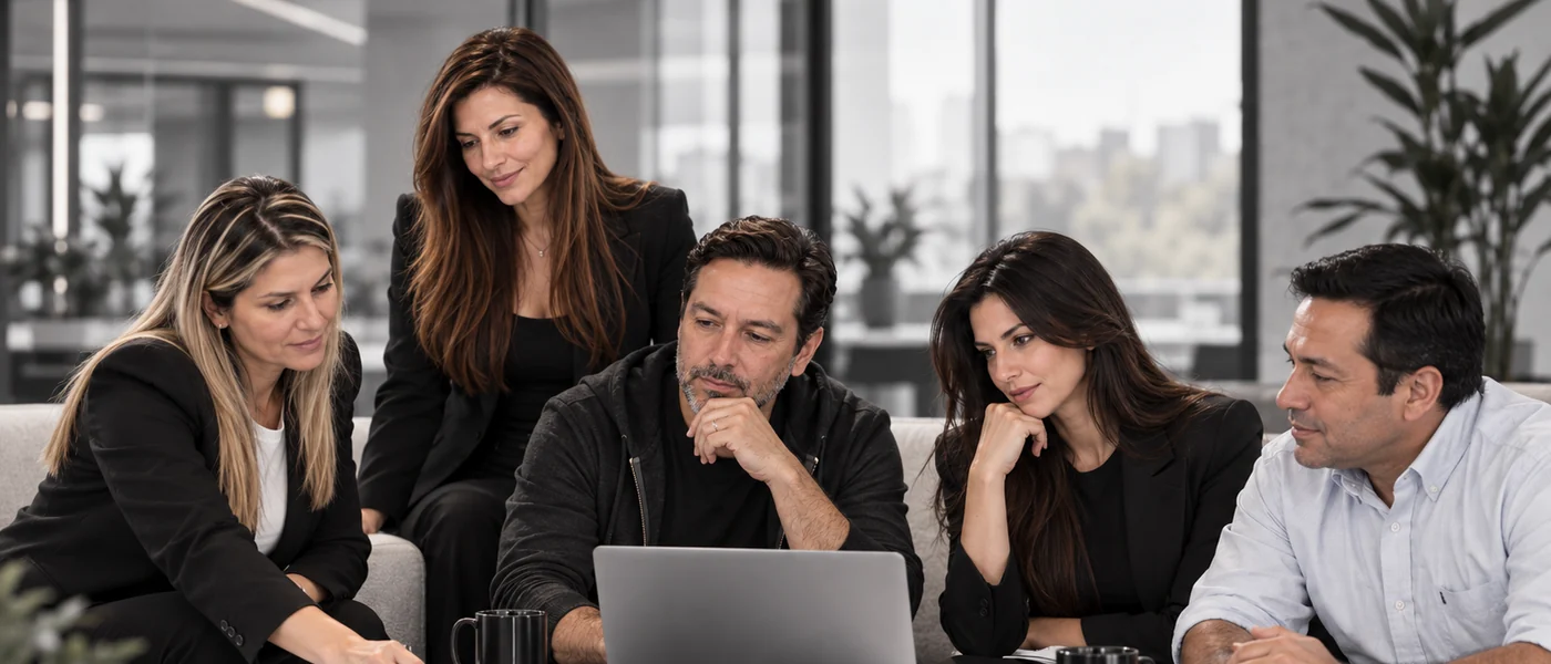 Reunión de trabajo y análisis digital en la oficina
